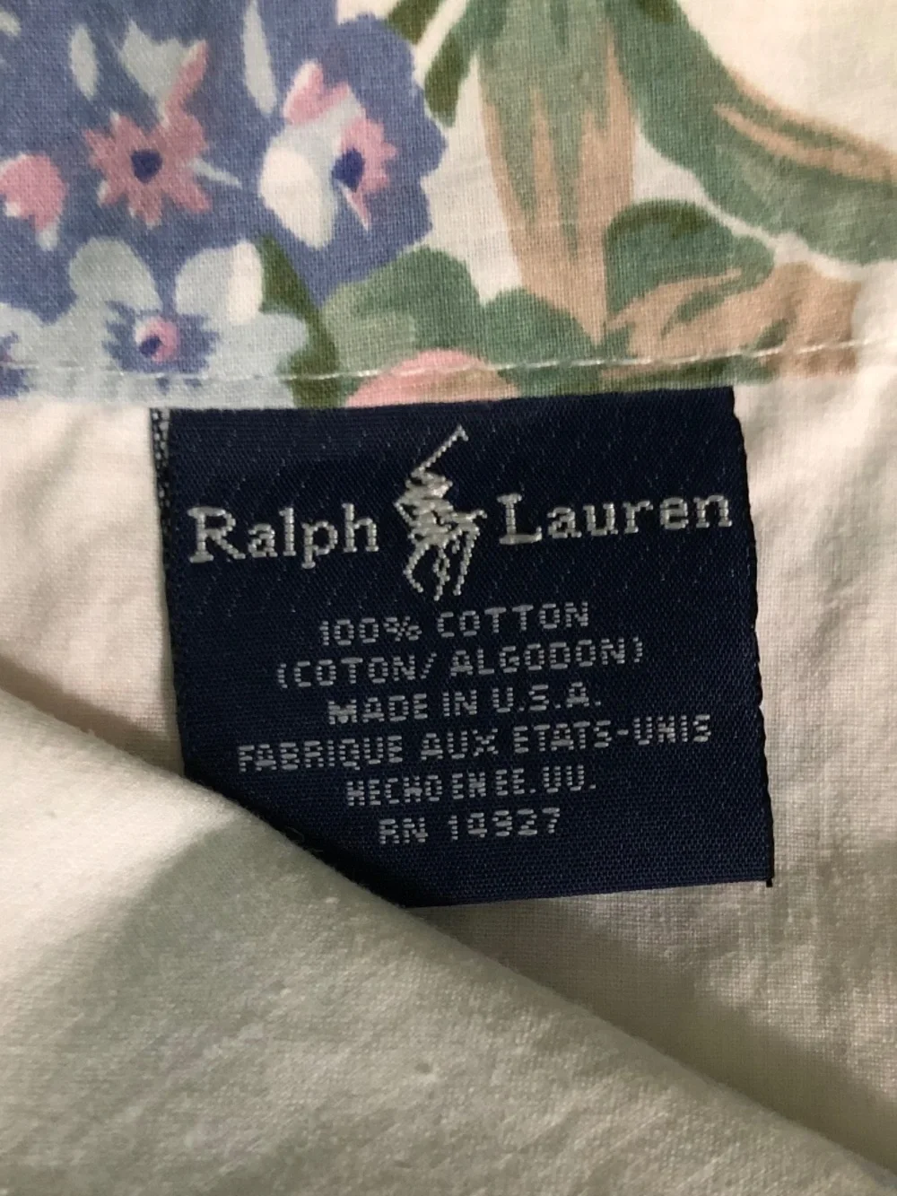 Ralph Lauren Full flat sheet Southampton Beach floral cotton percale vintage